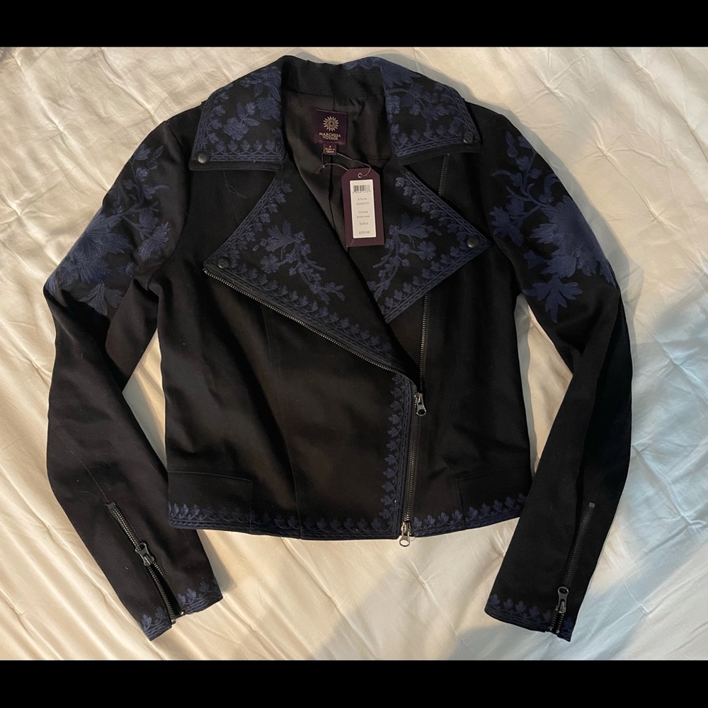 Marchesa boho moto floral jacket.